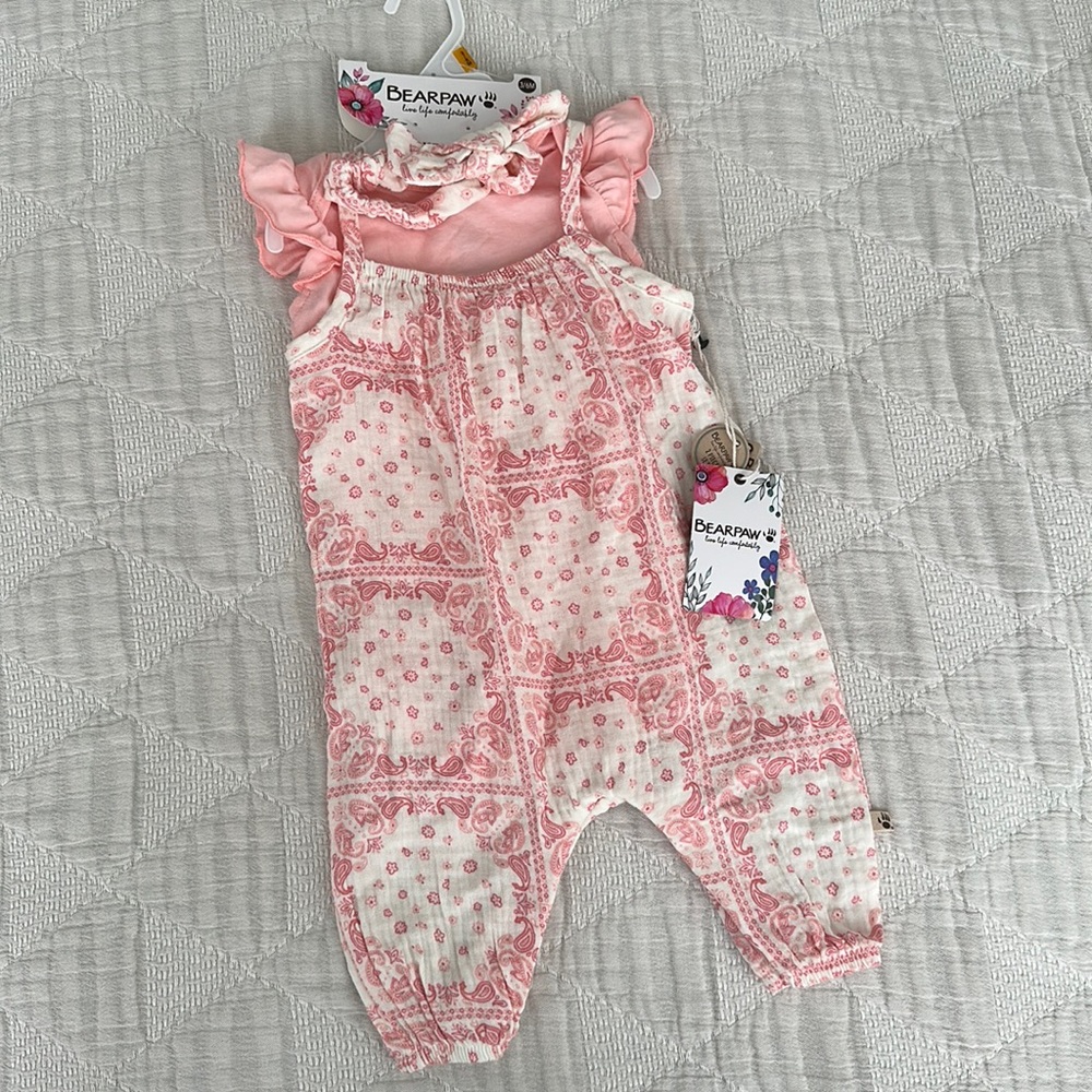 Bearpaw Overalls, Onesie & Headband